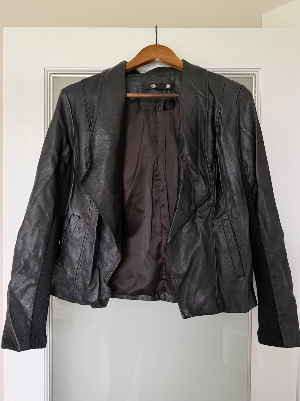 Missguided Black Waterfall Biker Jacket